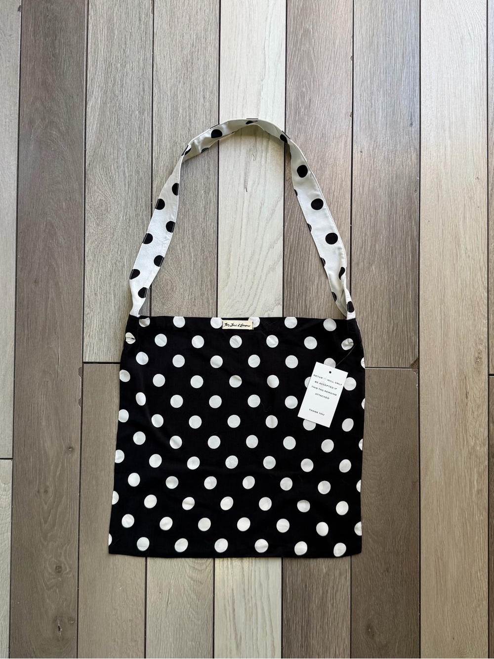 For Love & Lemons black and white polka dot tote bag